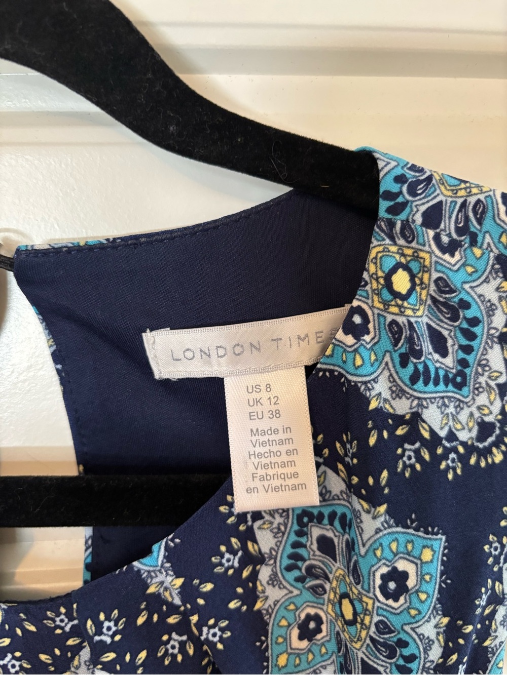 London Times Navy and Light Blue Printed Maxi Dress - Picture 3 of 5